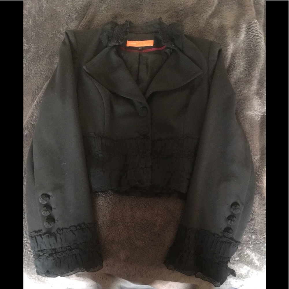 LOWEST SELL - Cynthia Steffe Black Ruffle Blazer